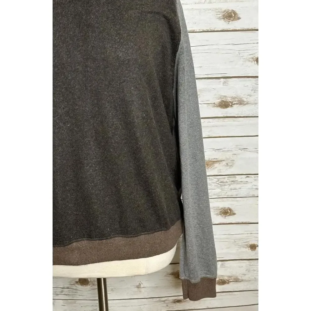 Vintage GAP brown/gray cotton/cashmere colorblock V-neck pullover sweater XXL